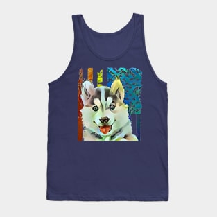 Siberian Husky and flag Tank Top